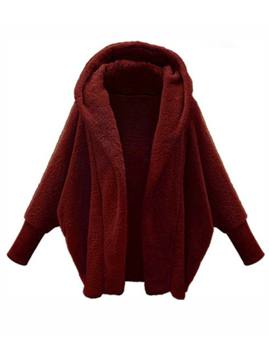 Damen Unifarben Winter Oberbekleidung Dolman-Ärmel Lässig Nahtverarbeitung Mittellang Reverskragen Mantel