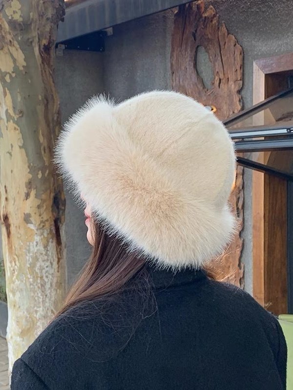 Plüsch mongolisch Hut für Damen Verdickt Herbst und Winter Winddicht Kältebeständig Warm Becken Hut Nachahmung Nerz Pelz Ohrenschützer Fischer Hut