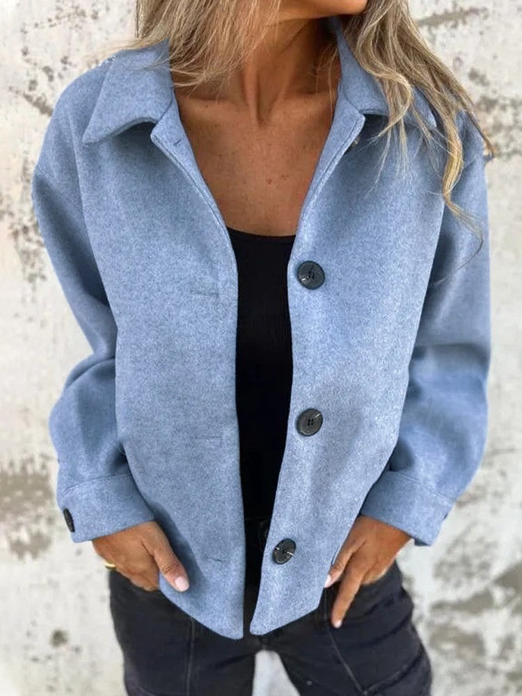 Damen Frühling/Herbst Oberbekleidung Retro Nahtverarbeitung Unifarben Langarm Schalkragen Jacke