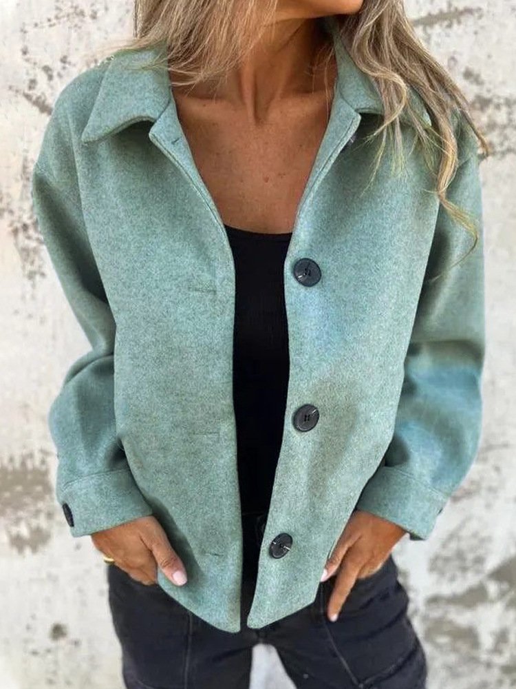 Damen Frühling/Herbst Oberbekleidung Retro Nahtverarbeitung Unifarben Langarm Schalkragen Jacke
