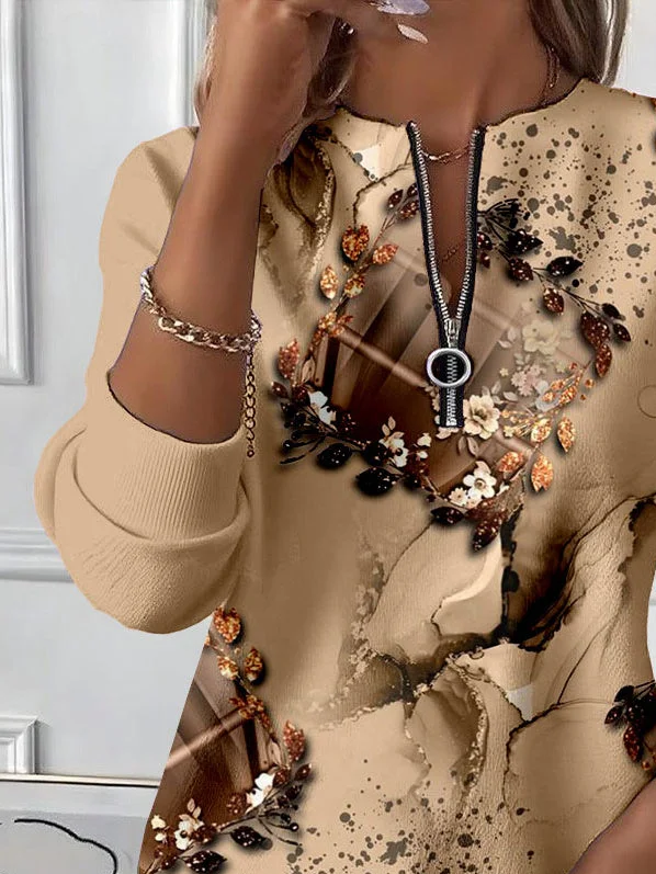 Damen Abstrakt Rundhals Print Lässig Frühling/Herbst Langarm Sweatshirt