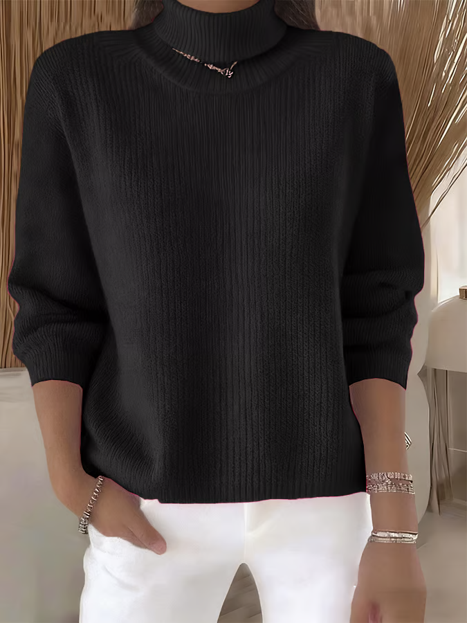 Damen Unifarben Frühling/Herbst Lässig Langarm Rollkragen Pullover