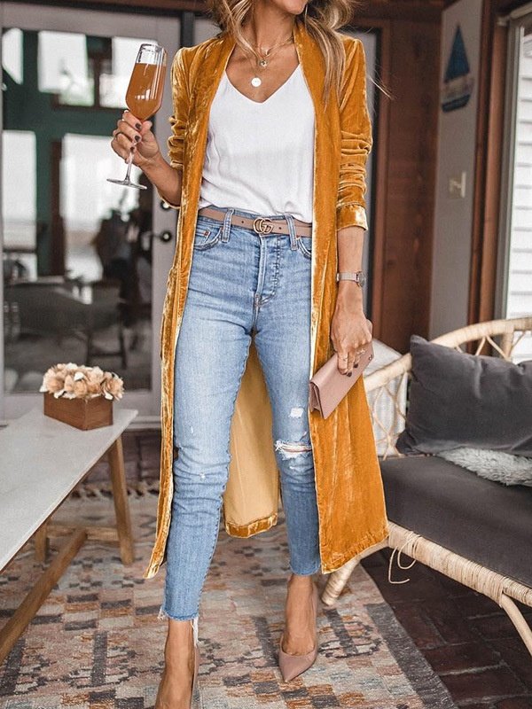 Damen Unifarben Frühling/Herbst Aufdecken Retro Nahtverarbeitung Leicht Strickjacke