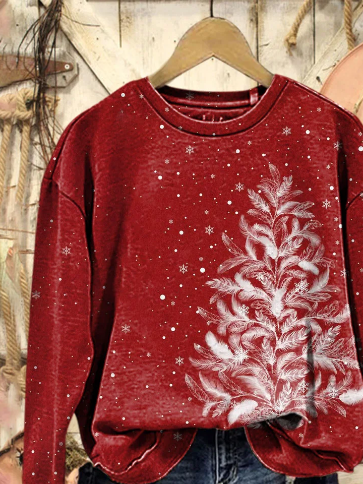 Damen Weihnachten Rundhals Print Lässig Frühling/Herbst Langarm Sweatshirt