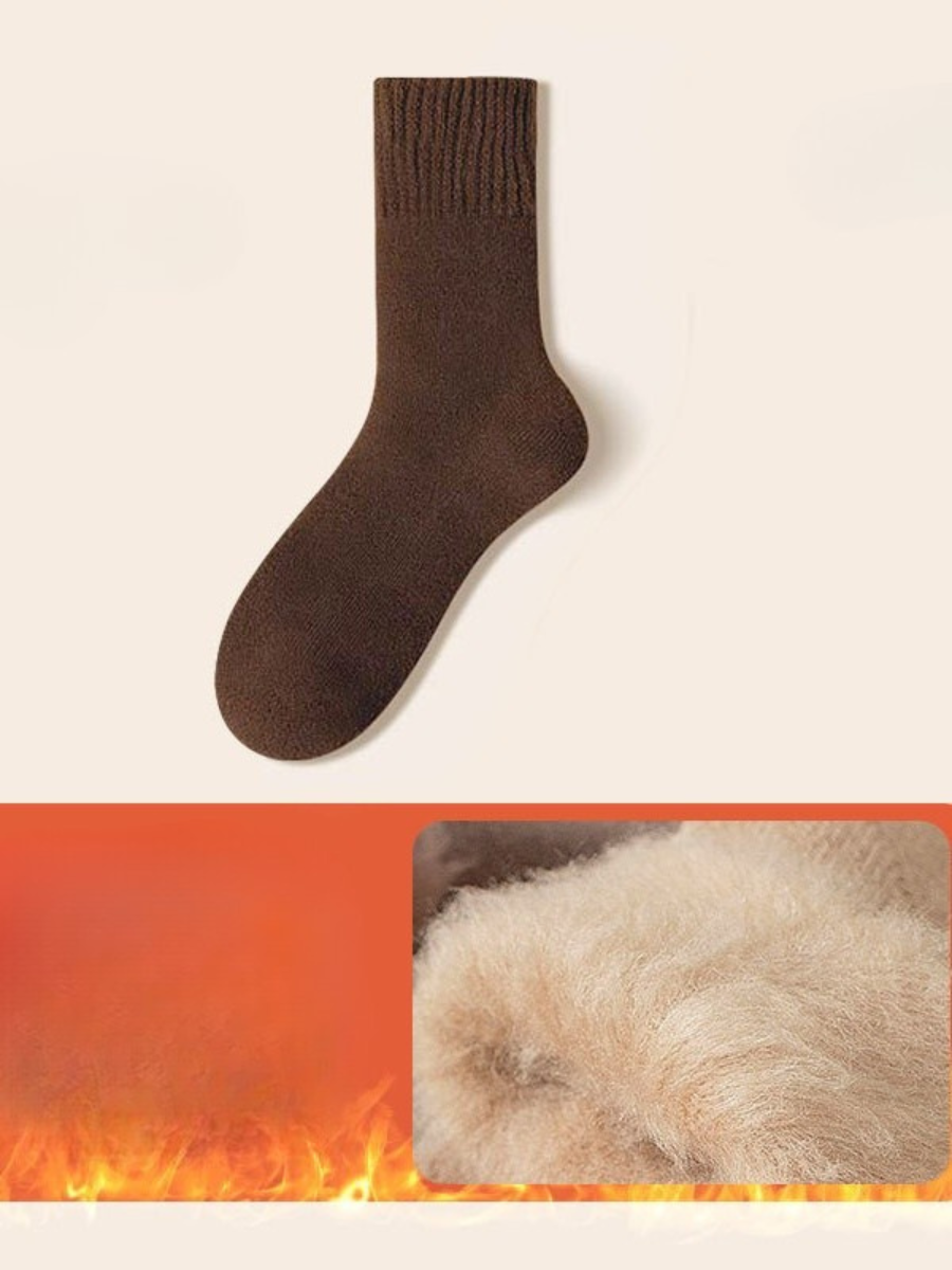Winter mit Vlies-Futter Dick Wolle und Kaschmir Warm Mitte der Wade Baumwolle Socken