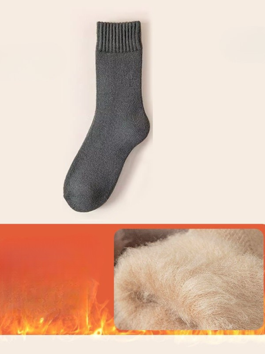 Winter mit Vlies-Futter Dick Wolle und Kaschmir Warm Mitte der Wade Baumwolle Socken