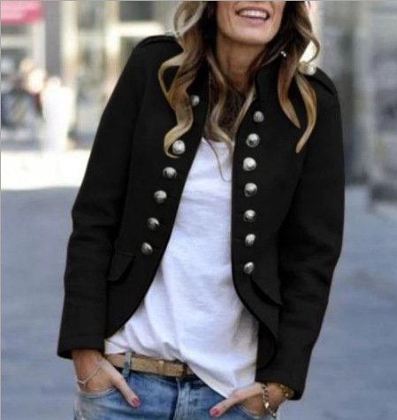 Damen Frühling/Herbst Oberbekleidung Retro Nahtverarbeitung Unifarben Langarm Schalkragen Jacke