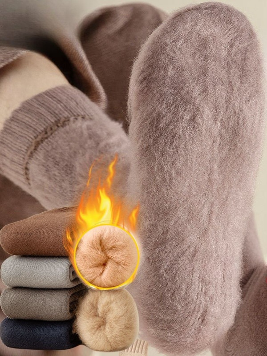 Winter mit Vlies-Futter Dick Wolle und Kaschmir Warm Mitte der Wade Baumwolle Socken