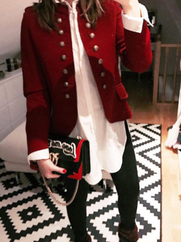 Damen Frühling/Herbst Oberbekleidung Retro Nahtverarbeitung Unifarben Langarm Schalkragen Jacke