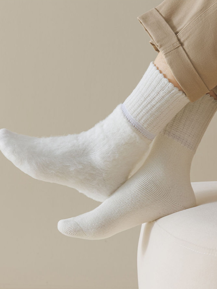 Winter mit Vlies-Futter Dick Wolle und Kaschmir Warm Mitte der Wade Baumwolle Socken