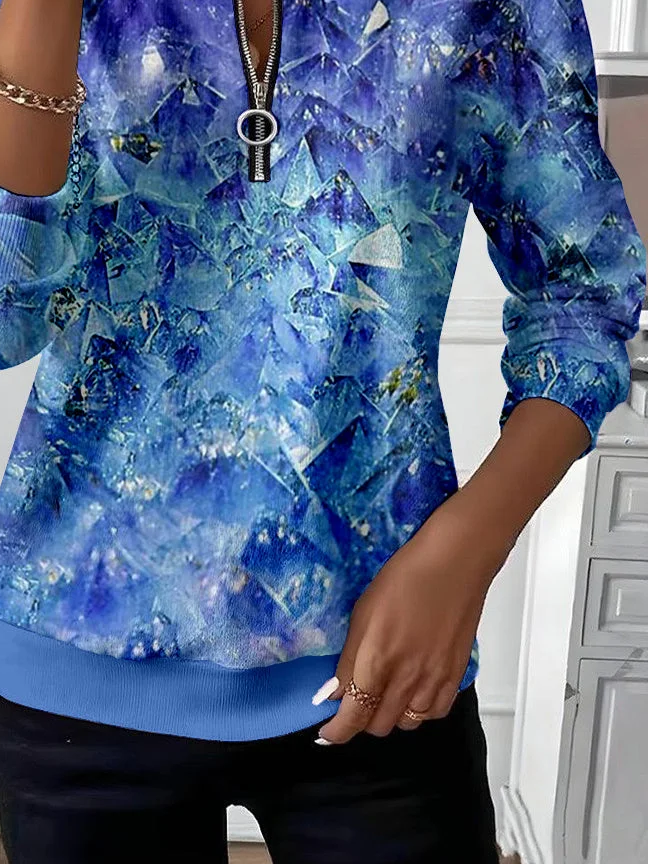 Damen Abstrakt Rundhals Print Lässig Frühling/Herbst Langarm Sweatshirt