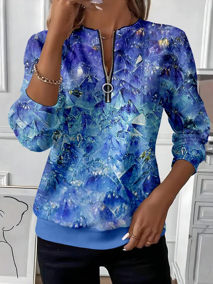 Damen Abstrakt Rundhals Print Lässig Frühling/Herbst Langarm Sweatshirt