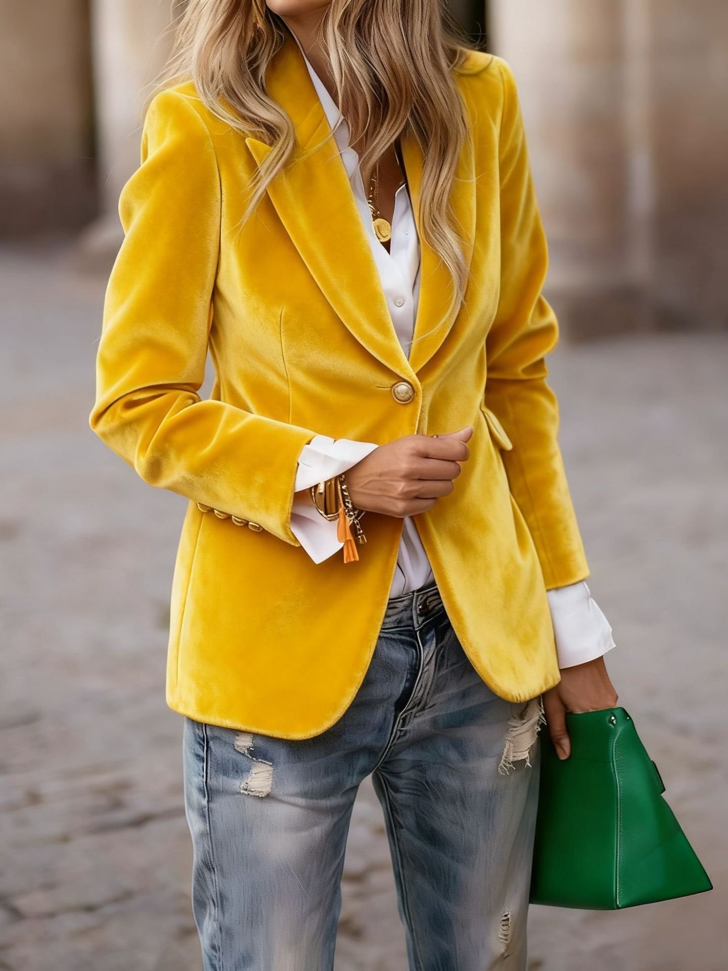 Damen Unifarben Frühling/Herbst Oberbekleidung Retro Nahtverarbeitung Langarm Reverskragen Regelmäßig Blazer