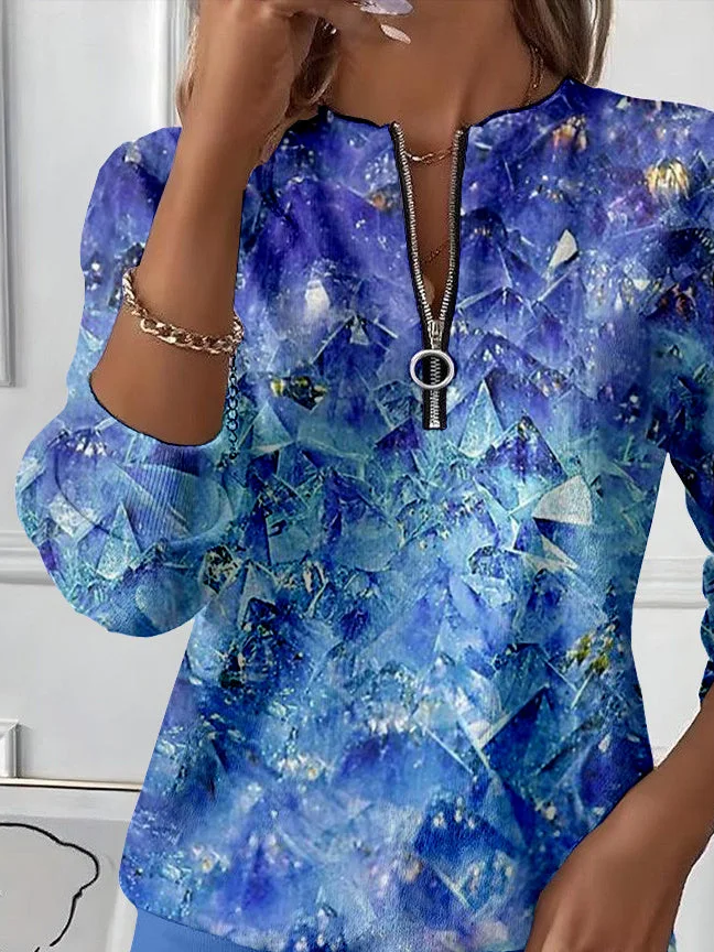 Damen Abstrakt Rundhals Print Lässig Frühling/Herbst Langarm Sweatshirt