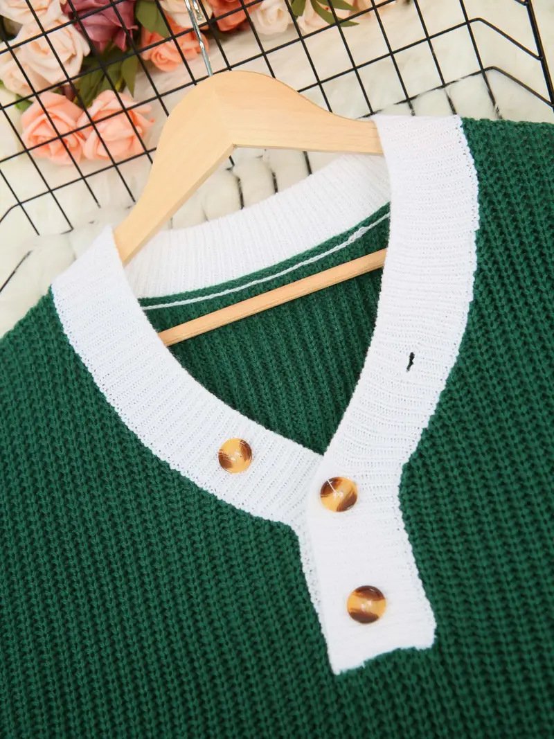 Damen Unifarben Nahtverarbeitung Winter Straße Langarm V-Ausschnitt Pullover