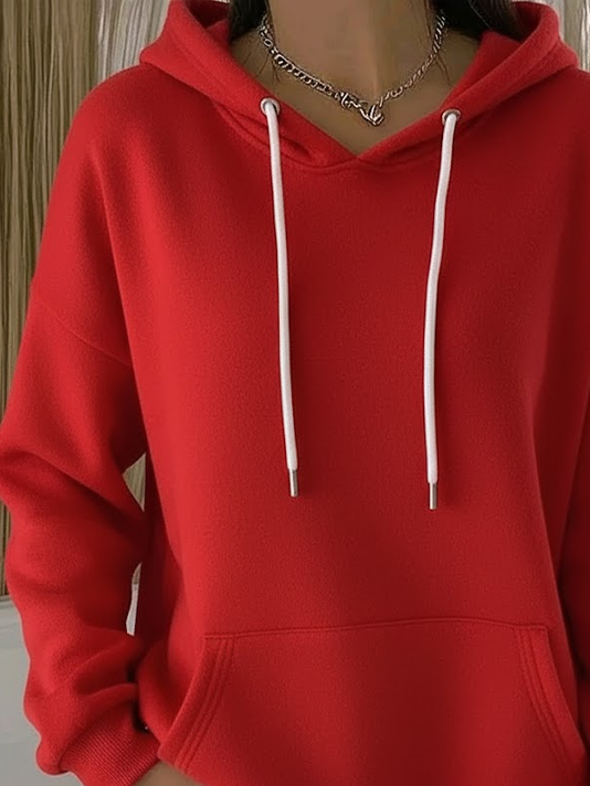 Damen Unifarben Frühling/Herbst Print Langarm Lässig Täglich Kapuze