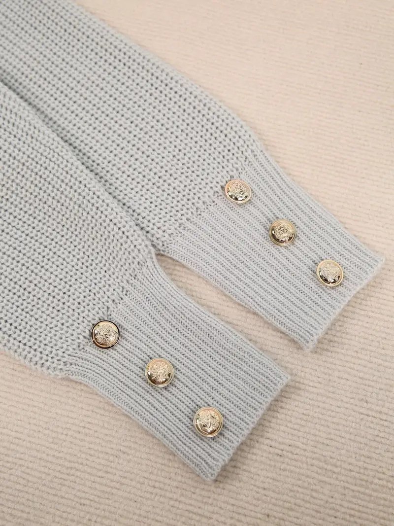 Damen Unifarben Nahtverarbeitung Winter Straße Langarm V-Ausschnitt Pullover