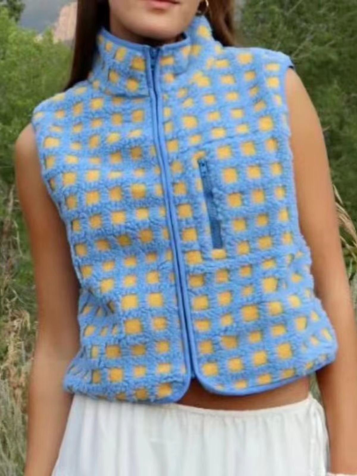 Polyester Baumwolle Straße Mock Neck Regelmäßige Passform Tanktop