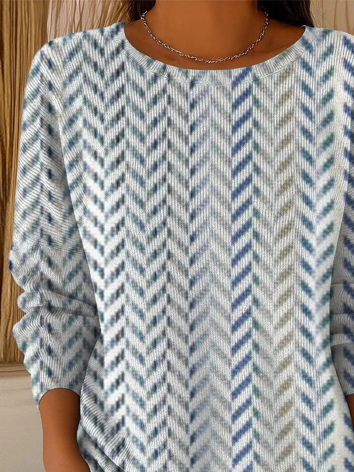 Damen Abstrakt Print Frühling/Herbst Lässig Langarm Rundhals Pullover