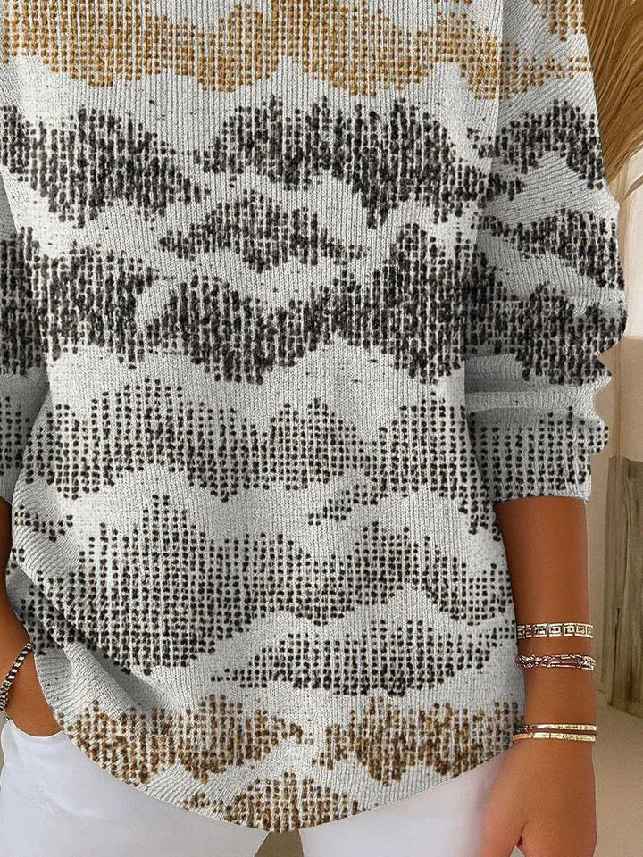 Damen Abstrakt Print Frühling/Herbst Lässig Langarm Rundhals Pullover