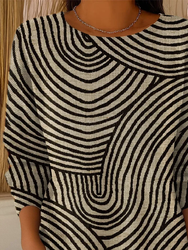 Damen Abstrakt Print Frühling/Herbst Lässig Langarm Rundhals Pullover