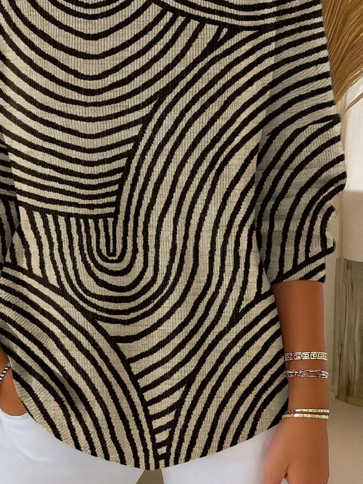 Damen Abstrakt Print Frühling/Herbst Lässig Langarm Rundhals Pullover