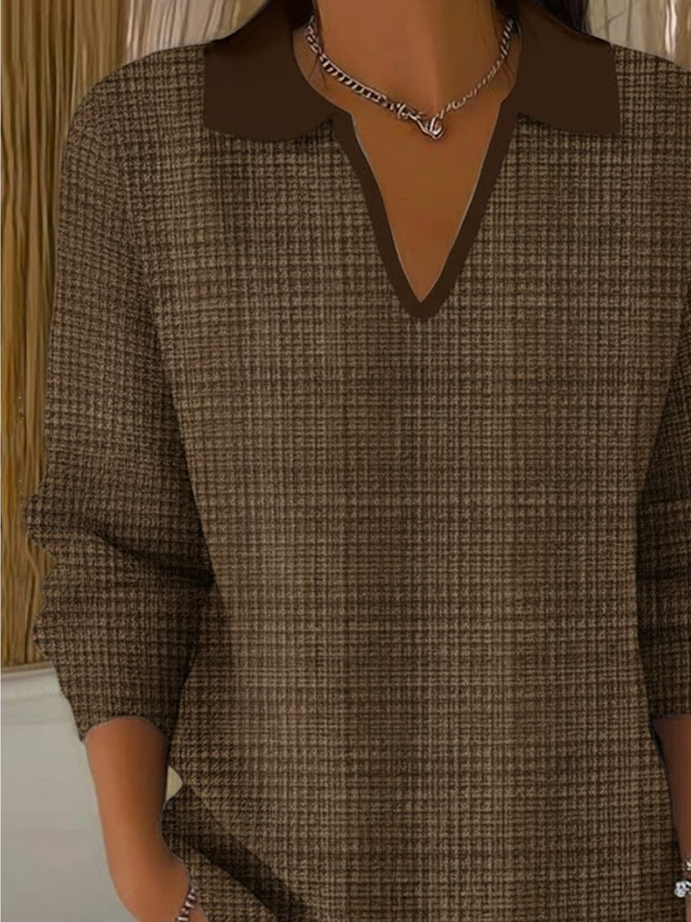 Damen Abstrakt Print Frühling/Herbst Lässig Langarm Schalkragen Pullover