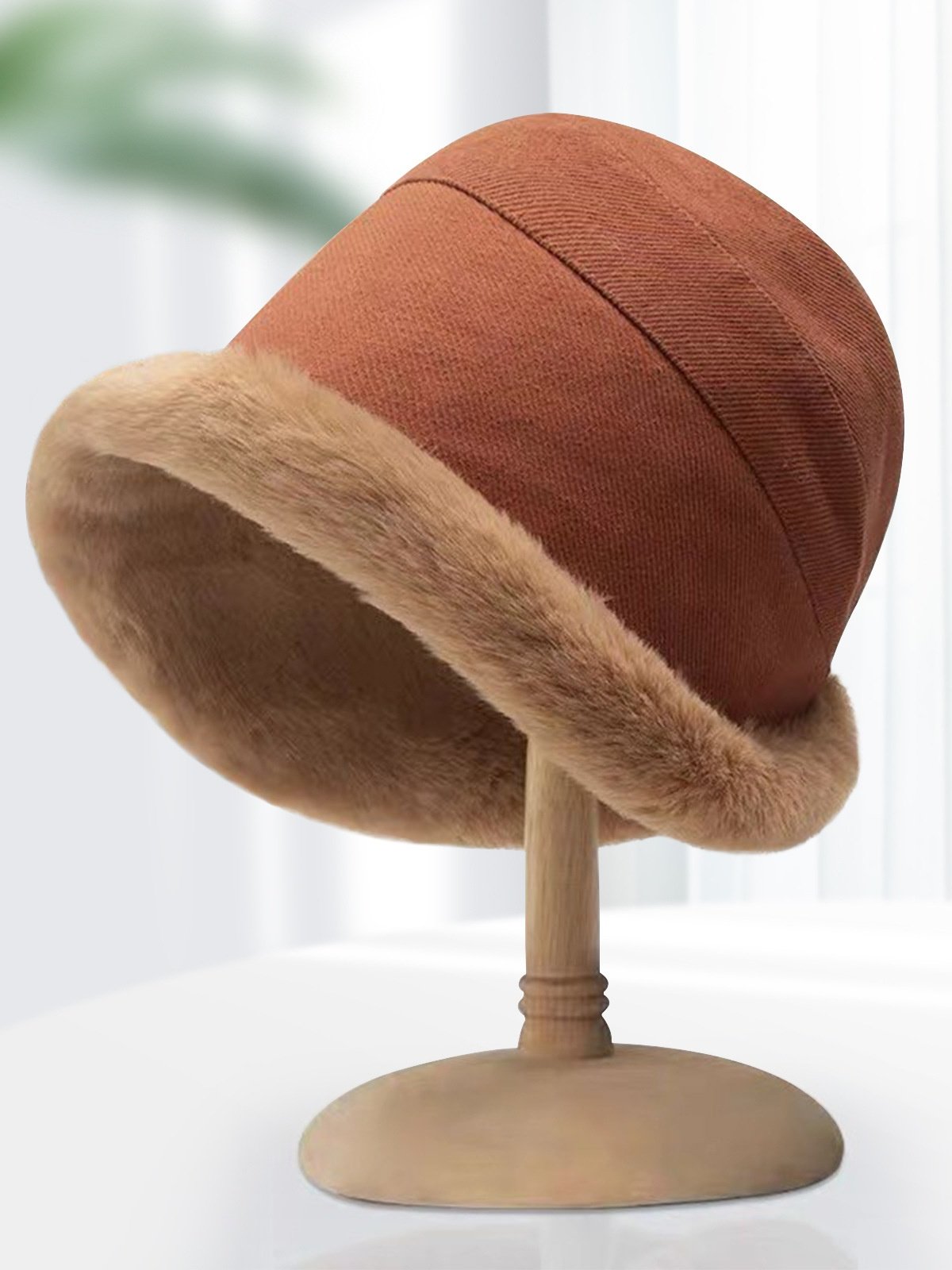 Verdickt mit Vlies-Futter Warm Fischers Hut für Herbst und Winter Lamm mit Vlies-Futter Eimer Hut, Winter mit Vlies-Futter Gerollt Rand Hut