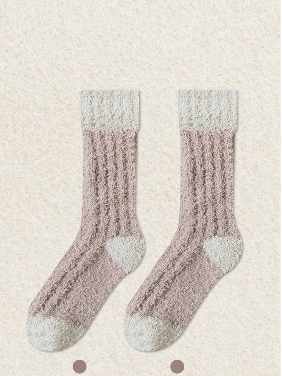 Korallenfarbe Vlies Mitte der Wade Socken Herbst und Winter Damen Zuhause Warm mit Vlies-Futter Dick Plüsch Socken für Etagen