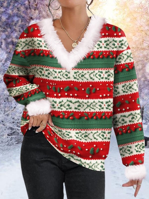 Damen Geometrisch Langarm T-Shirts T-Shirt V-Ausschnitt Print Lässig Frühling/Herbst Oberteile