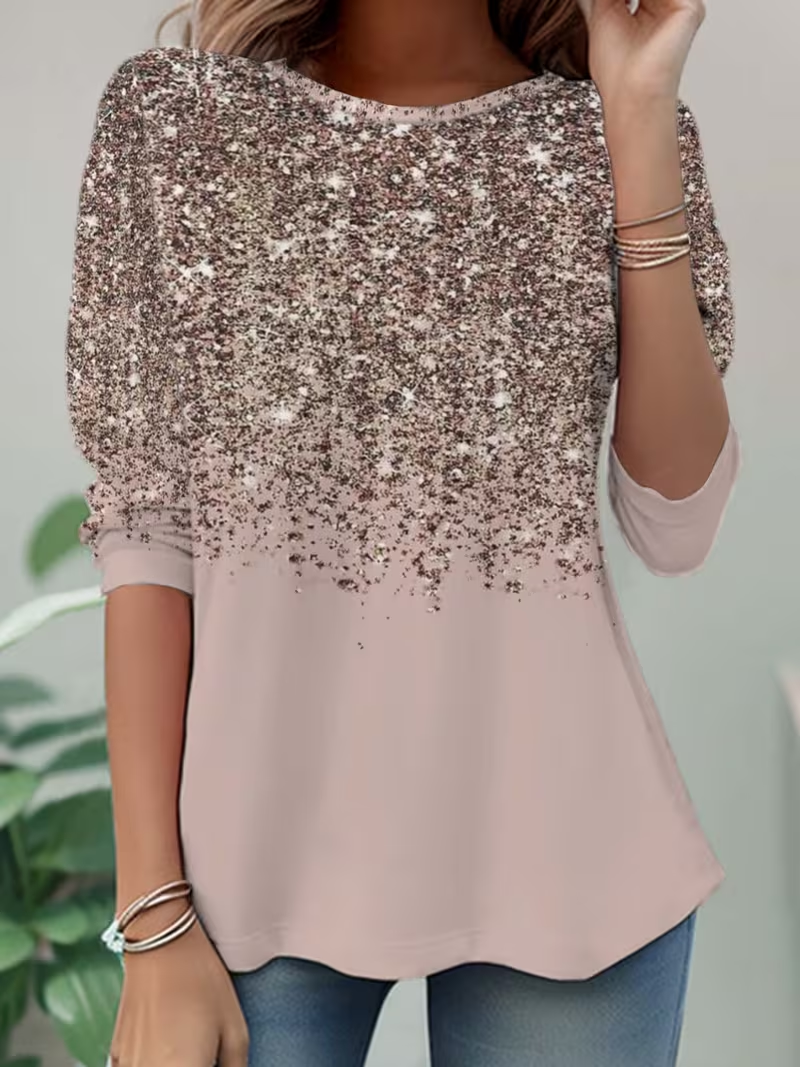 Damen Abstrakt Langarm T-Shirts T-Shirt Rundhals Lässig Frühling/Herbst Tunika Oberteile