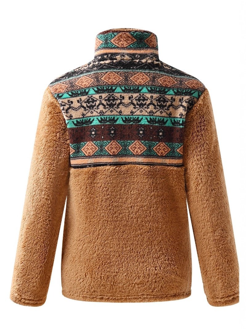 Damen Geometrisch Stehkragen Print Retro Frühling/Herbst Langarm Sweatshirt