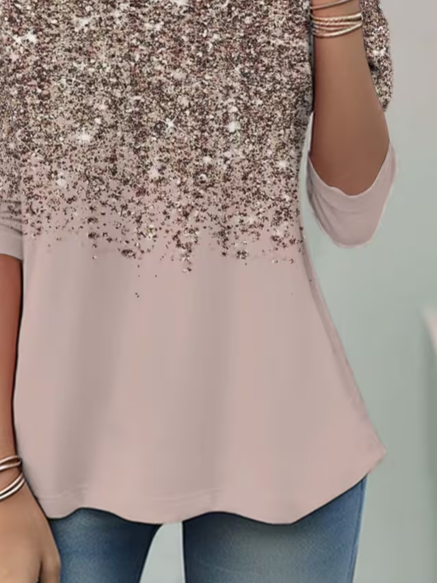 Damen Abstrakt Langarm T-Shirts T-Shirt Rundhals Lässig Frühling/Herbst Tunika Oberteile