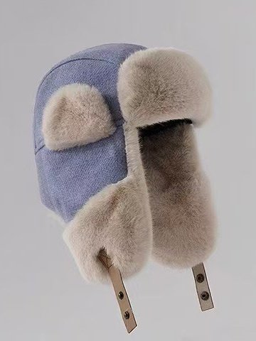 Winter Gestrickt Verdickt mit Vlies-Futter Kragen Schutz Warm Jacquard Muster Vielseitig Lässig Ohr-Abdeckung Hut