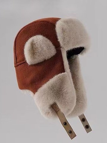 Winter Gestrickt Verdickt mit Vlies-Futter Kragen Schutz Warm Jacquard Muster Vielseitig Lässig Ohr-Abdeckung Hut