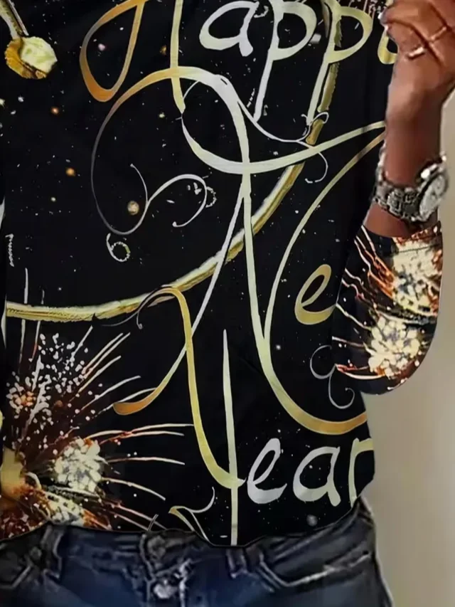 Damen Textbriefe Langarm T-Shirts T-Shirt Rundhals Lässig Frühling/Herbst Tunika Oberteile