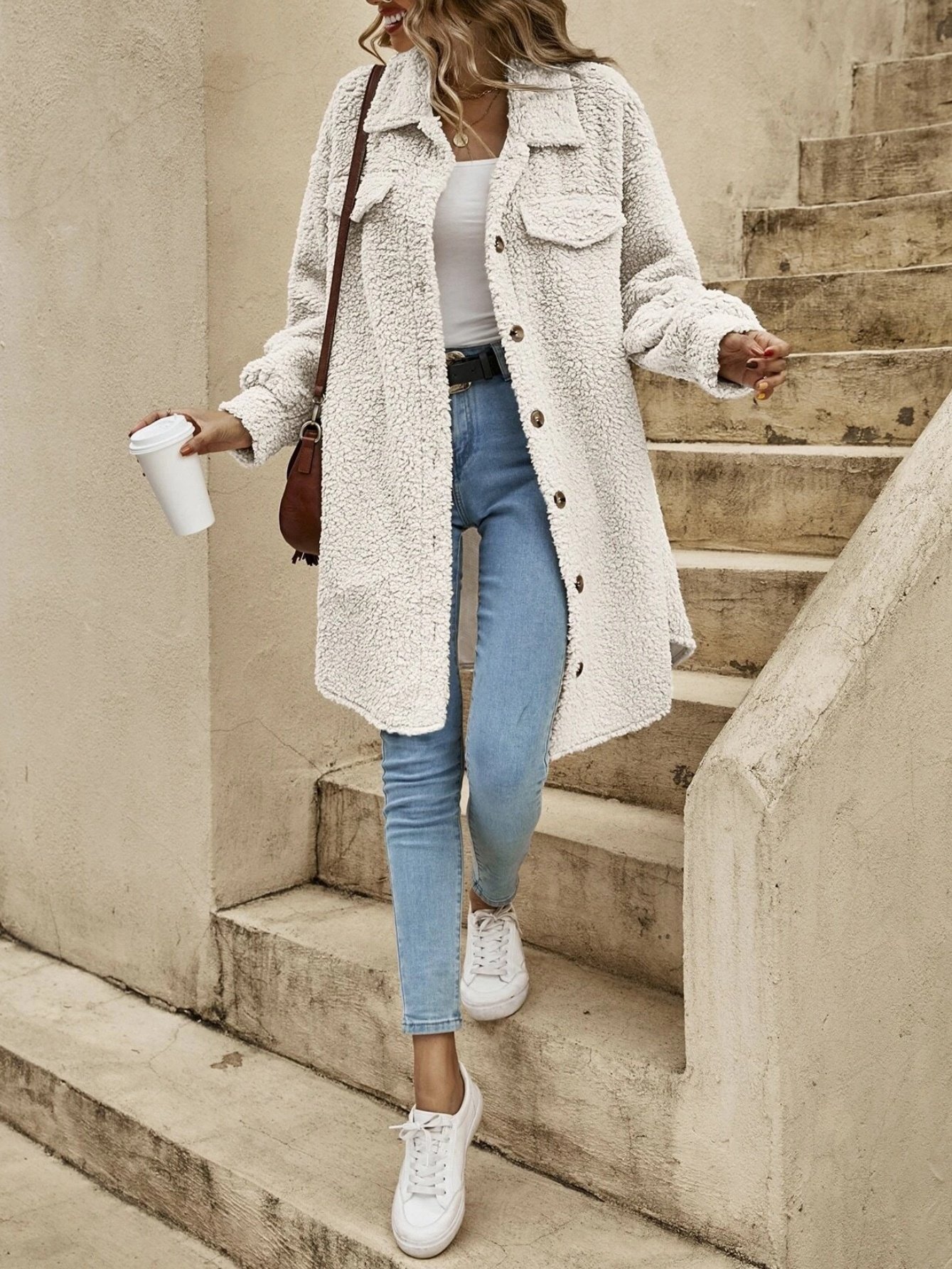 Damen Unifarben Winter Oberbekleidung Lässig Nahtverarbeitung Mittellang Schalkragen Mantel