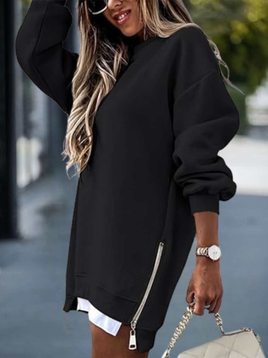 Damen Unifarben Rundhals Nahtverarbeitung Lässig Frühling/Herbst Langarm Sweatshirt