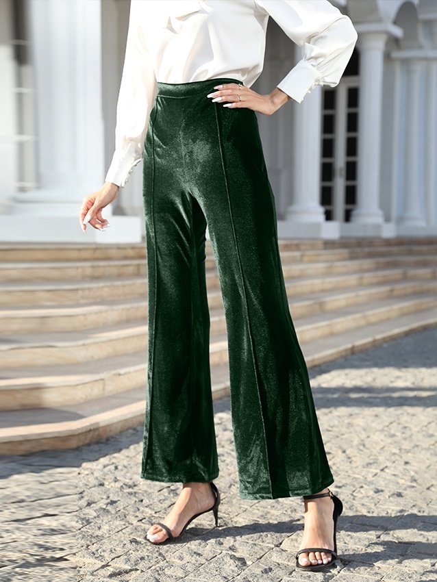 Damen Unifarben Lang Elastische Taille Hose Retro Frühling/Herbst Hose
