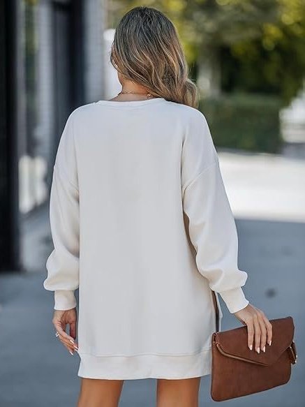 Damen Unifarben Rundhals Nahtverarbeitung Lässig Frühling/Herbst Langarm Sweatshirt