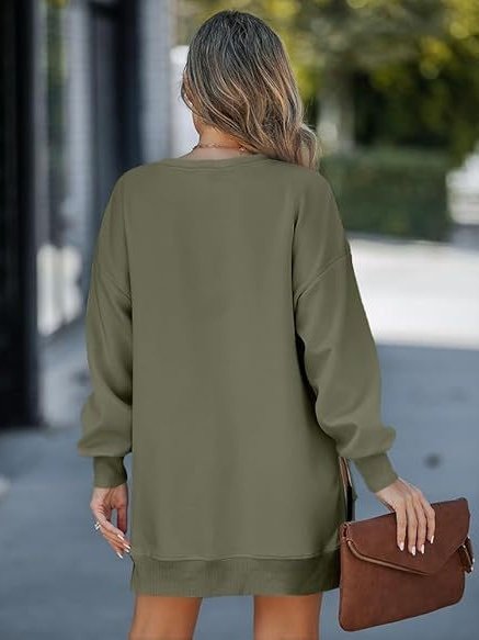 Damen Unifarben Rundhals Nahtverarbeitung Lässig Frühling/Herbst Langarm Sweatshirt