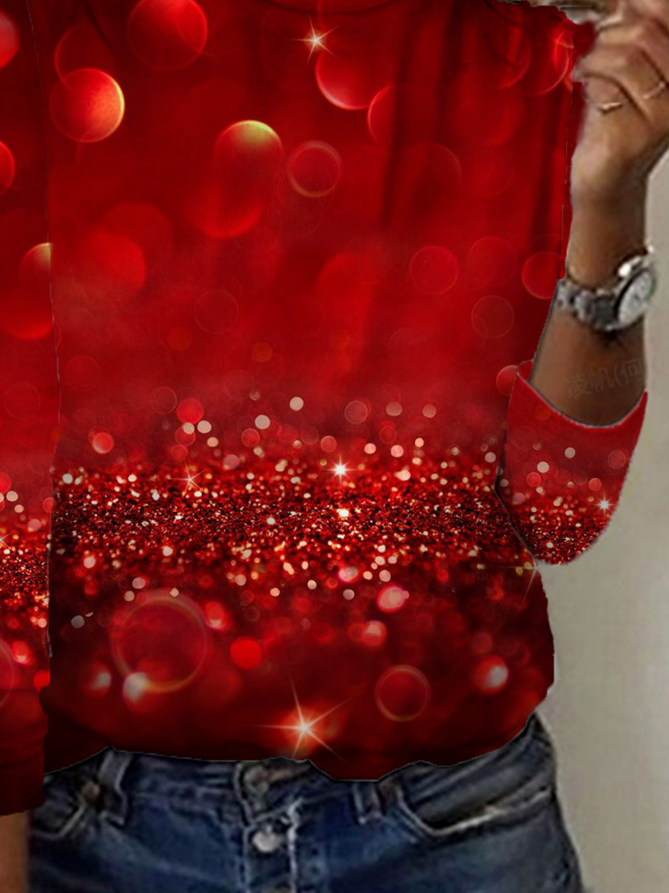 Damen Herz/Herz Langarm T-Shirts T-Shirt Rundhals Print Lässig Frühling/Herbst T-Shirt mit Grafik Oberteile