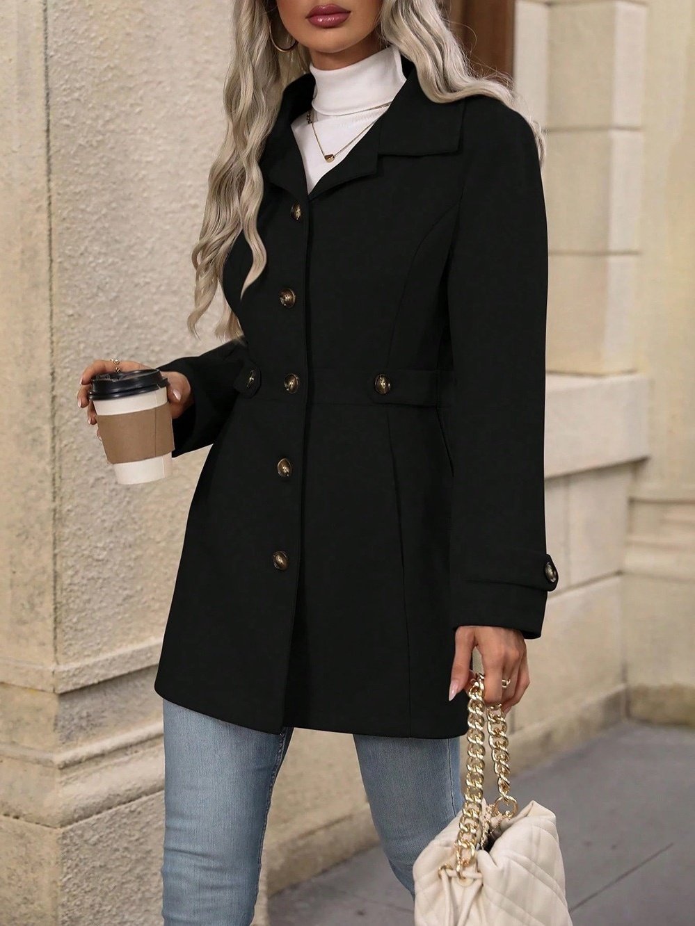 Damen Frühling/Herbst Oberbekleidung Lässig Nahtverarbeitung Unifarben Langarm Schalkragen Jacke