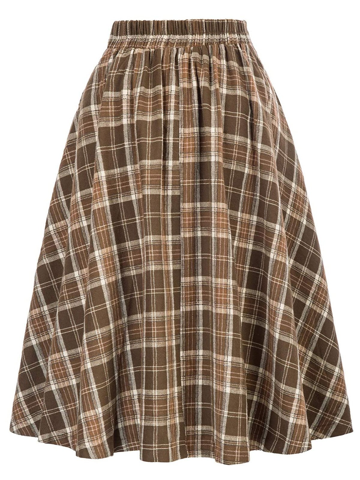 Damen Casual Kariert Plissiert Frühling/Herbst Rock