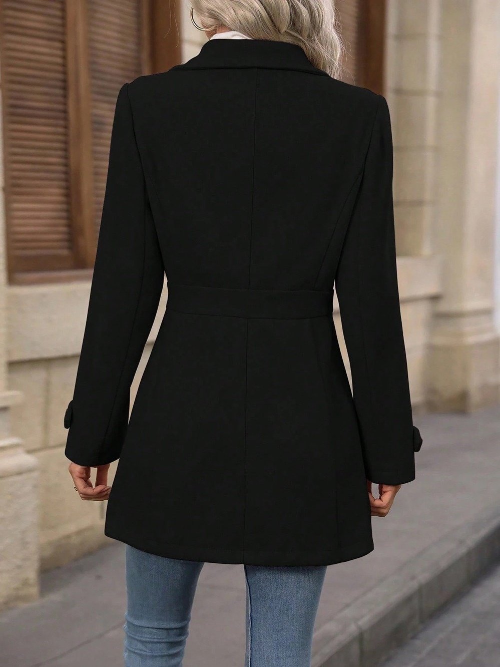 Damen Frühling/Herbst Oberbekleidung Lässig Nahtverarbeitung Unifarben Langarm Schalkragen Jacke