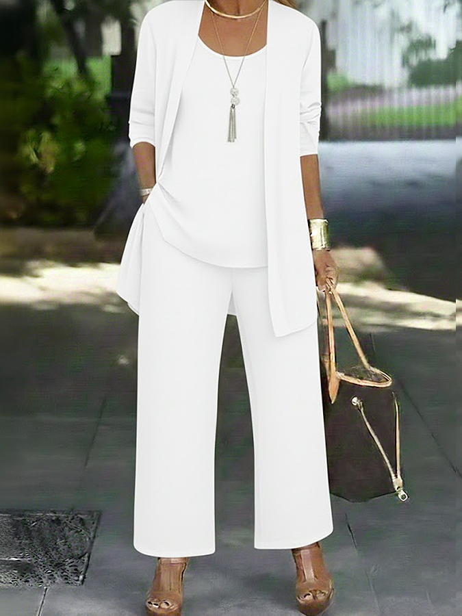 Damen Unifarben Zweiteiliges Set Täglich Langarm Lässig Frühling/Herbst Mehrteiliges Set Matching Set