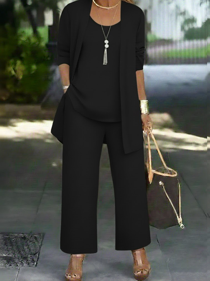 Damen Unifarben Zweiteiliges Set Täglich Langarm Lässig Frühling/Herbst Mehrteiliges Set Matching Set