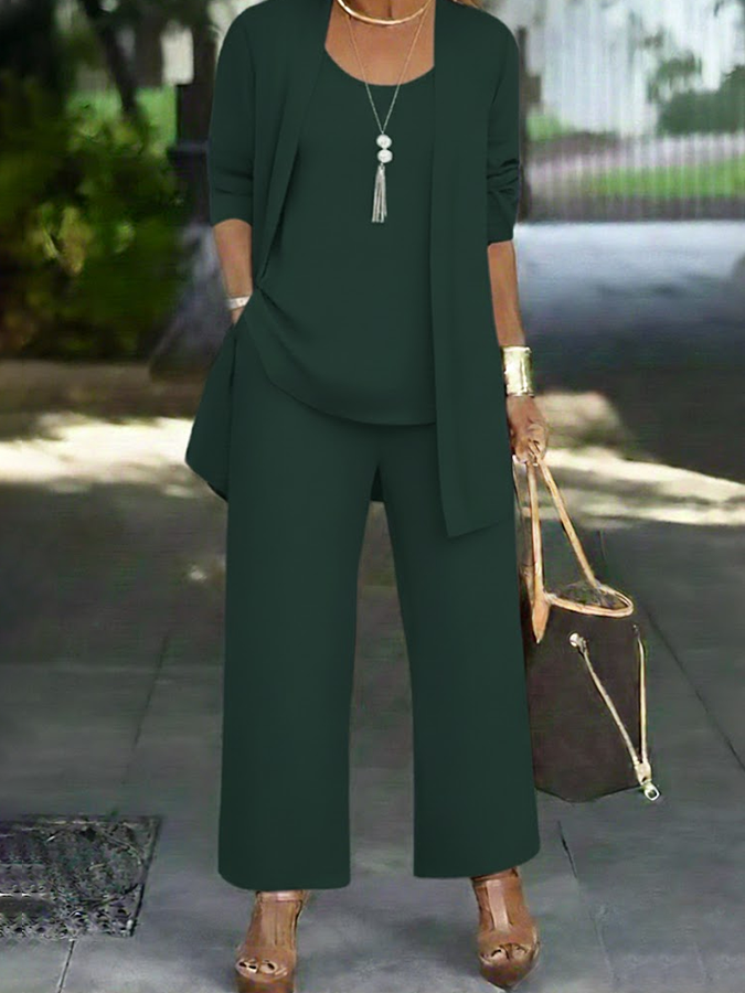 Damen Unifarben Zweiteiliges Set Täglich Langarm Lässig Frühling/Herbst Mehrteiliges Set Matching Set