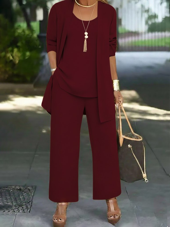 Damen Unifarben Zweiteiliges Set Täglich Langarm Lässig Frühling/Herbst Mehrteiliges Set Matching Set