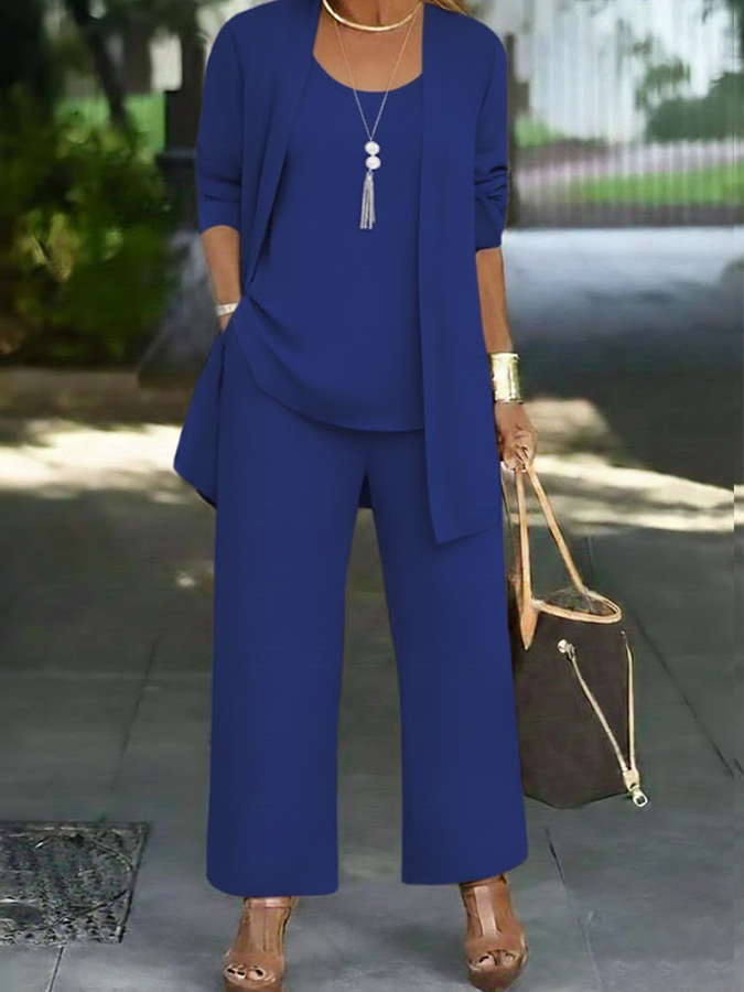 Damen Unifarben Zweiteiliges Set Täglich Langarm Lässig Frühling/Herbst Mehrteiliges Set Matching Set